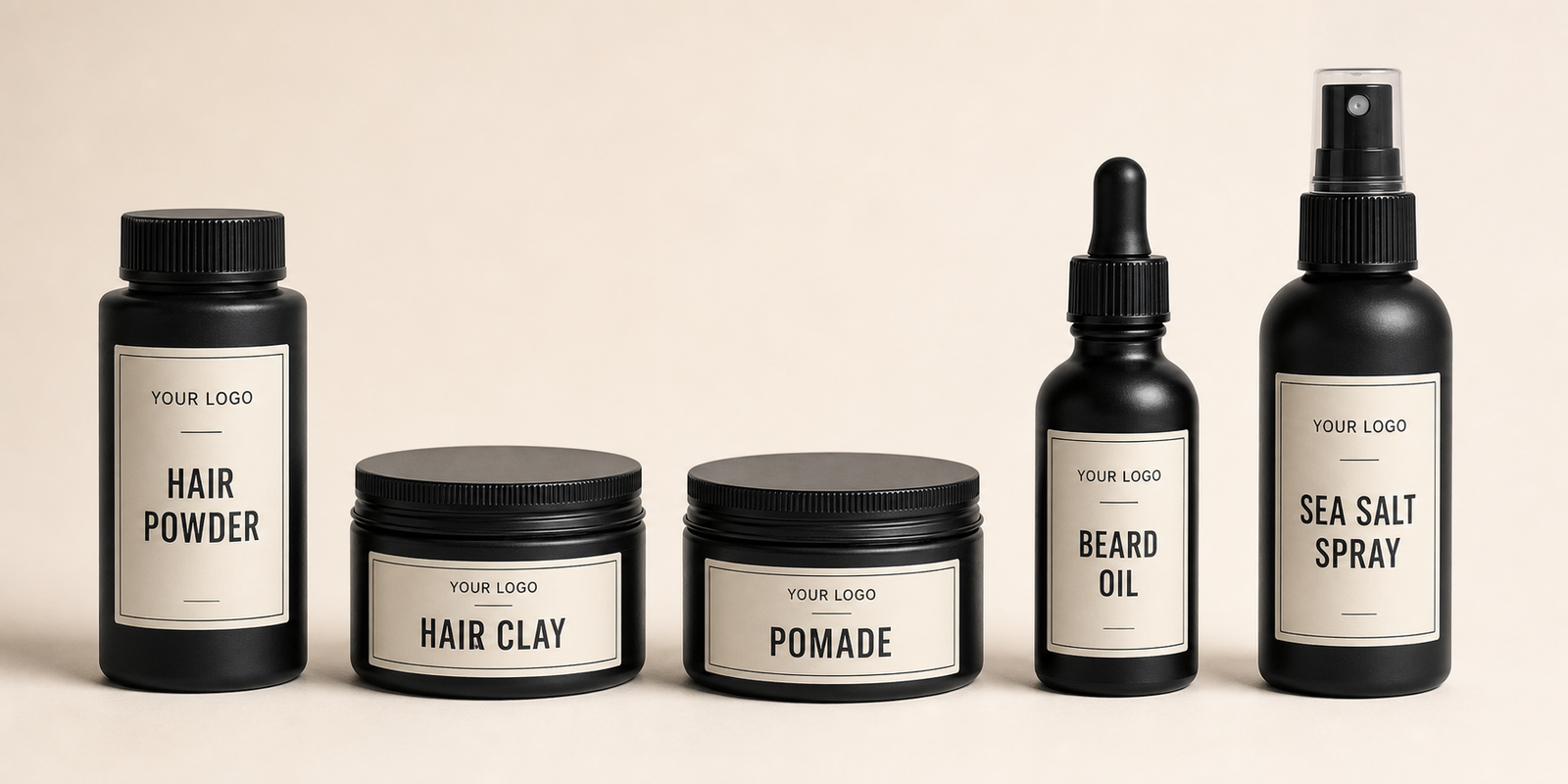 Private label barber product range with YOUR LOGO labels